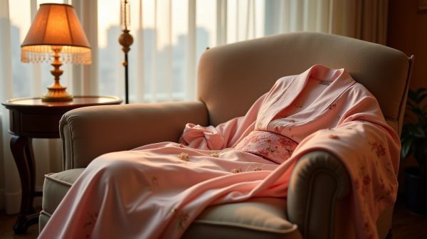Porter un kimono en satin à la maison